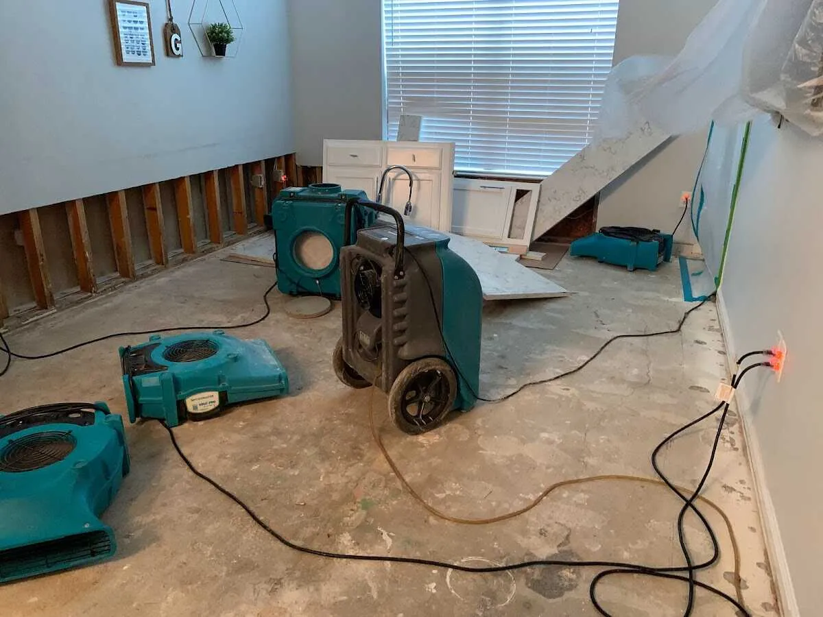 Dehumidifier in flood-cut room for Water Damage Restoration in Fort Knox